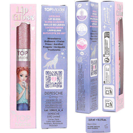 TOPModel Beauty And Me Rose Strawberry Lip Gloss Med Glitter Caps