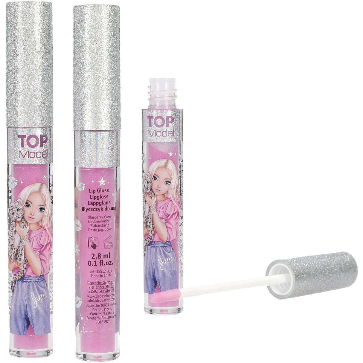 TOPModel Beauty And Me Pink Blueberry Lip Gloss Med Glitter Caps