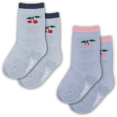 Konges Sløjd Blue Fog/Purple Impression 2 Pakke Jaquard Frill Strømper