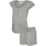 Mama;licious Light Grey Melange Mlmira Lgm Lia Caps Jrs Pyjamas 2F Noos