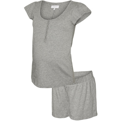 Mama;licious Light Grey Melange Mlmira Lgm Lia Caps Jrs Pyjamas 2F Noos