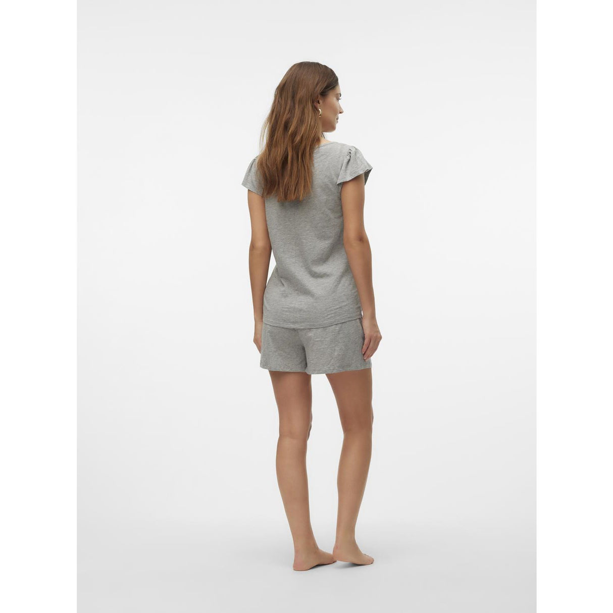 Mama;licious Light Grey Melange Mlmira Lgm Lia Caps Jrs Pyjamas 2F Noos