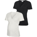 Mama;licious Black Snow White Mlkerrie Tess Ss Jrs Topp 2F 2-Pakning Noos