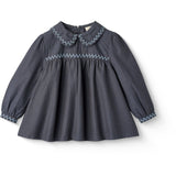 COPENHAGEN COLORS Brown/Blue Check Comb. Checkered Bluse W. Halsbånd Og Embroidery