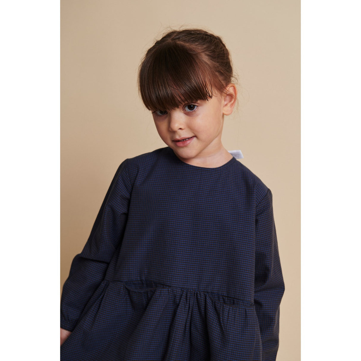 COPENHAGEN COLORS Brown/Blue Check Comb. Checkered Kjole W. Backside Bue