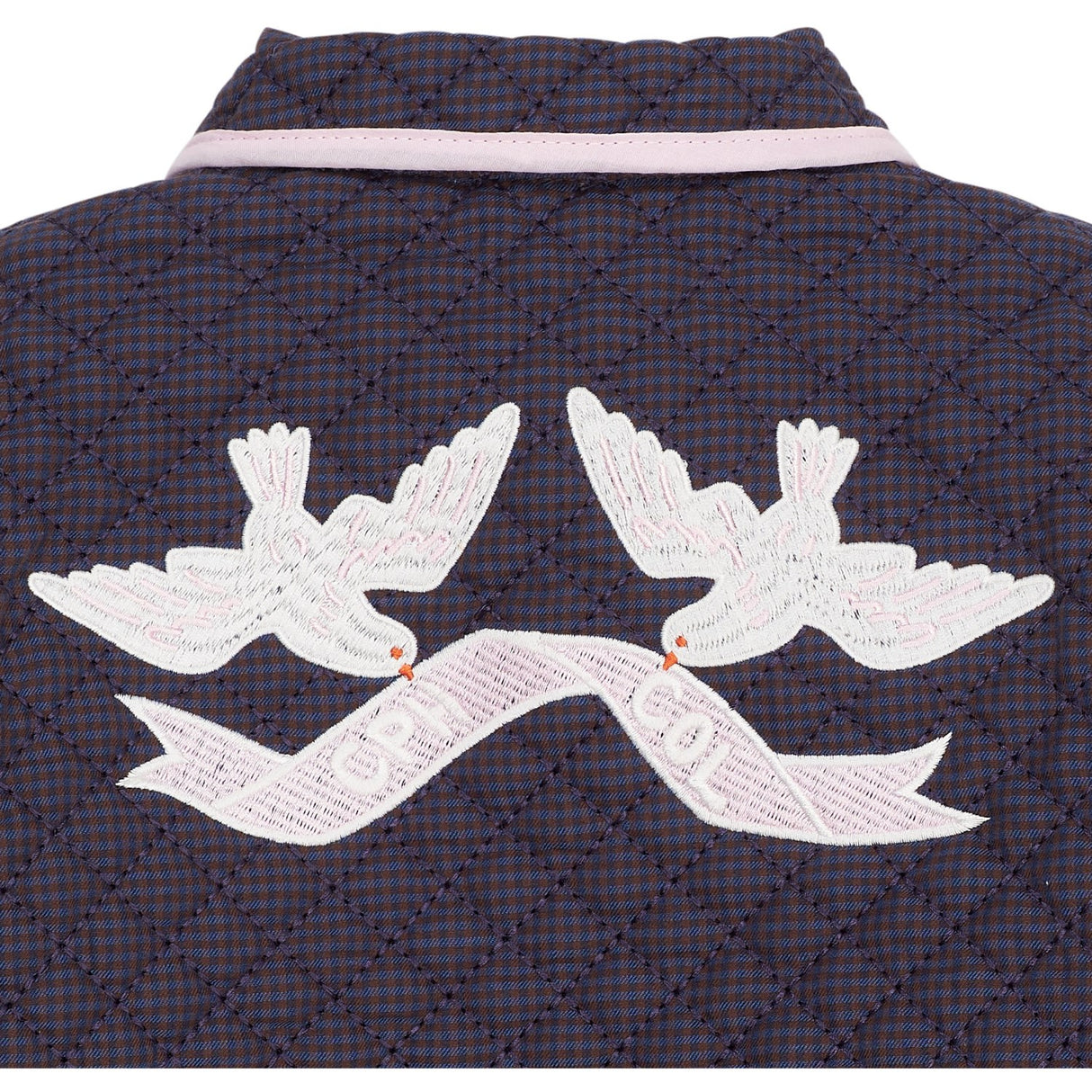 COPENHAGEN COLORS Brown/Blue Check Comb. Checkered Vattert Jakke W. Embroidery