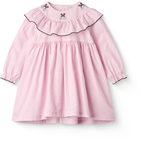 COPENHAGEN COLORS Syringa Comb. Houndstooth Frill Kjole W. Embroidery