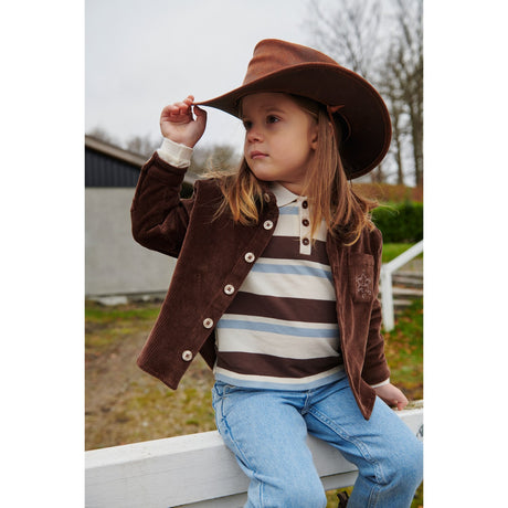 COPENHAGEN COLORS Dusty Blue Combi Striped Pique Polo Bluse