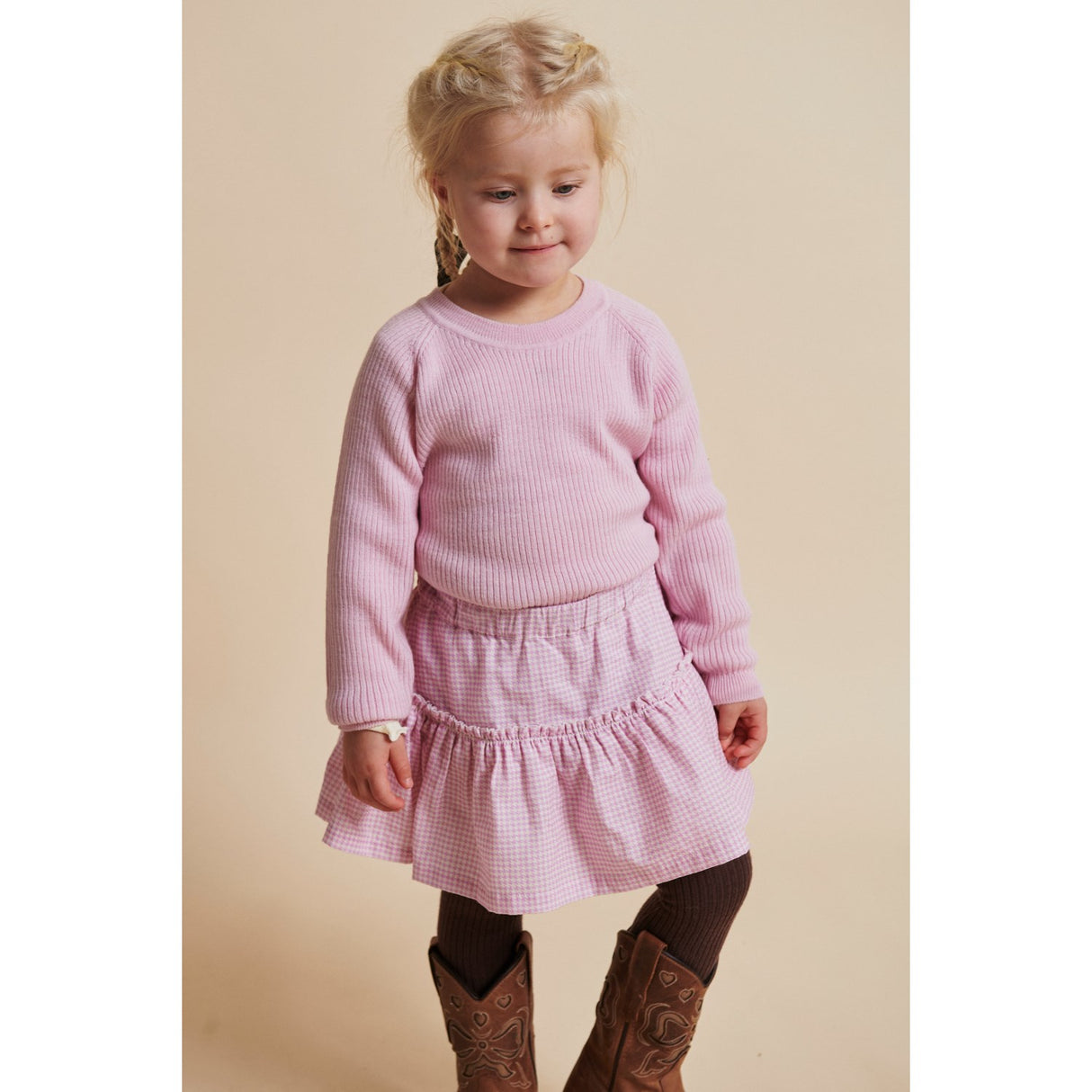 COPENHAGEN COLORS Syringa Comb. Houndstooth Skjørt W. Tyll