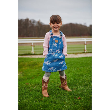 COPENHAGEN COLORS Indigo Blue Washed W Unicorn Organic Denim Spencer Kjole W. Unicorn Print