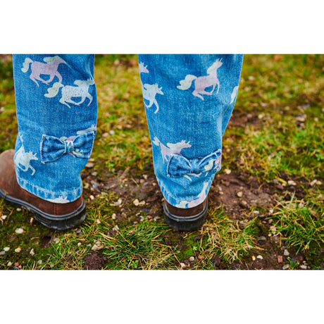 COPENHAGEN COLORS Indigo Blue Washed W Unicorn Organic Bukser W. Frill Waist & Unicorn Print