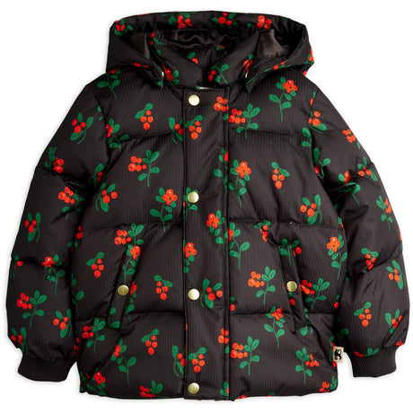 Mini Rodini Black Lingonberries AOP Hooded Puffer
