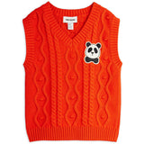 Mini Rodini Red Panda Patch Cable Strikk V-Neck Slipover