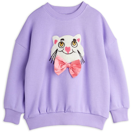 Mini Rodini Purple Cat Med Bowtie Chenille Collegegenser