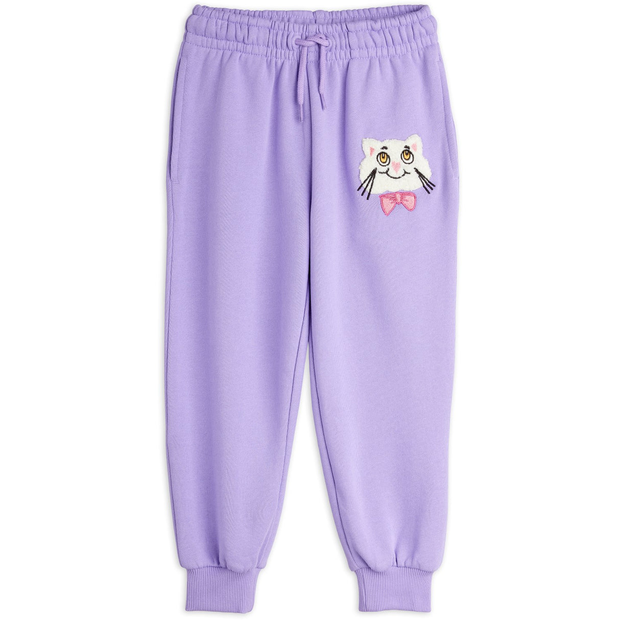 Mini Rodini Purple Cat Med Bowtie Chenille Sweatpants