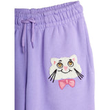 Mini Rodini Purple Cat Med Bowtie Chenille Sweatpants