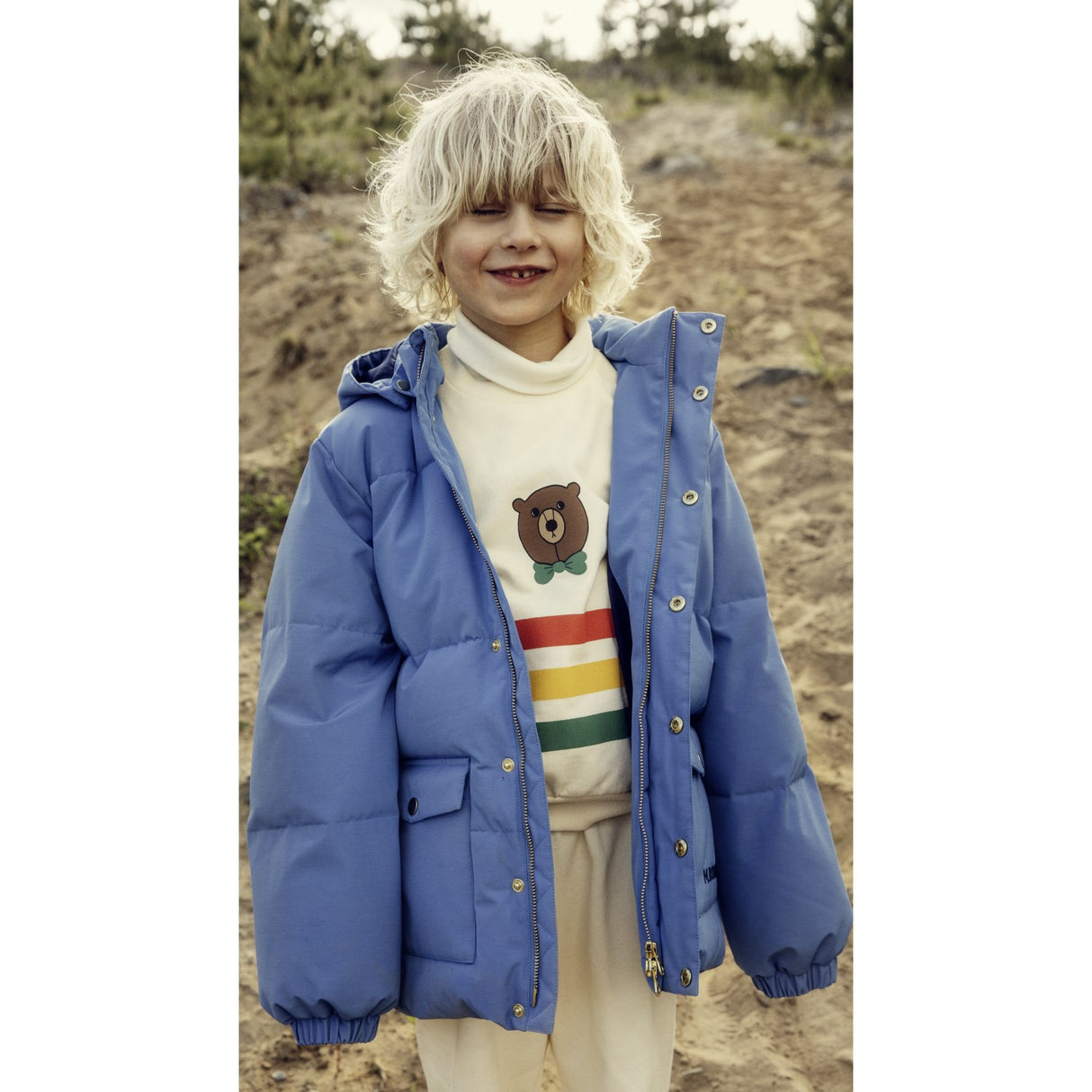 Mini Rodini Off-white Bjørn Stripe Collegegenser