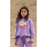 Mini Rodini Purple Cat Med Bowtie Chenille Collegegenser