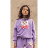 Mini Rodini Purple Cat Med Bowtie Chenille Collegegenser