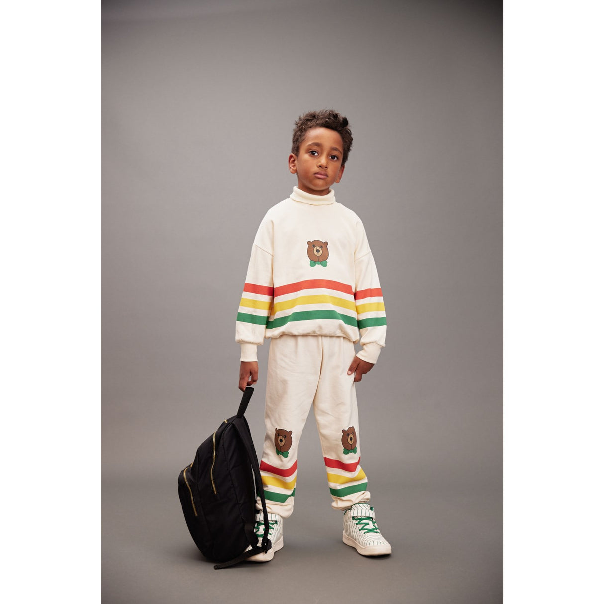 Mini Rodini Off-white Bjørn Stripe Collegegenser