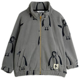 Mini Rodini Grey Penguin AOP Fleece Jakke