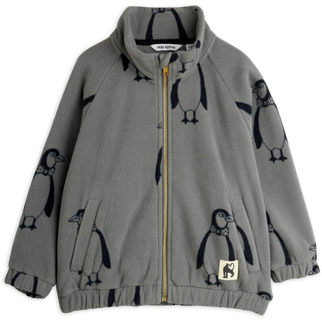 Mini Rodini Grey Penguin AOP Fleece Jakke