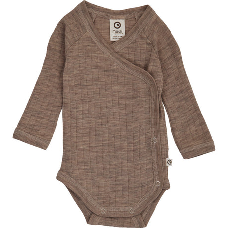 Müsli Walnut Melange Woolly Rib Omslags L/S Body