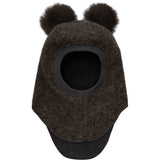 Huttelihut Dark Brown Melange Elefantlue Ull Alpaca Pompoms