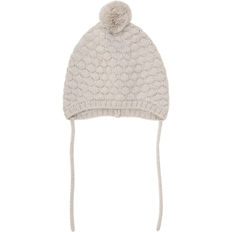 Huttelihut Sand Melange Bonnet Ull Strikk Pompom