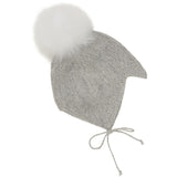 Huttelihut Medium Grey Melange Bonnet Ull Strikk Alpaca Pompom