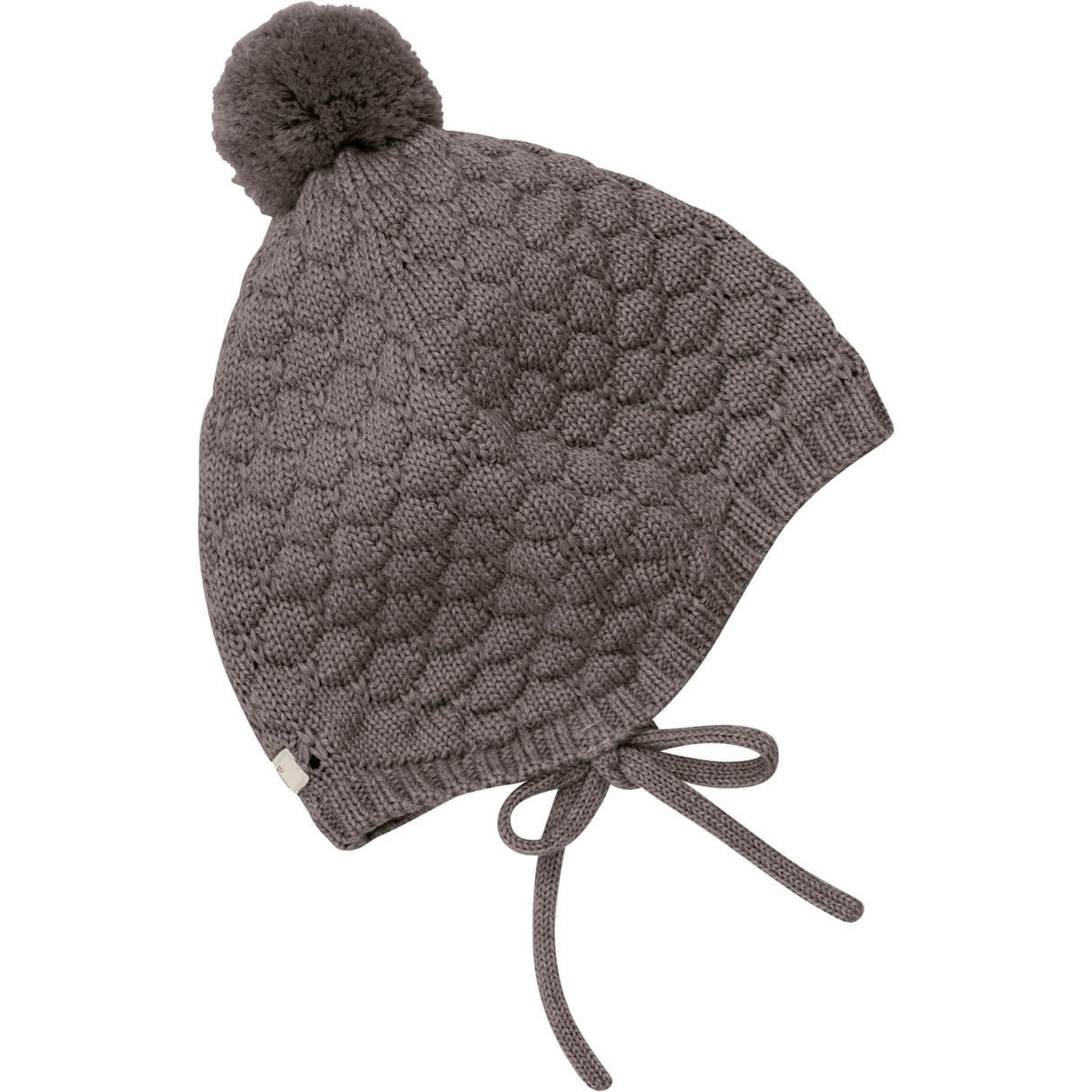 Huttelihut Brown Melange Bonnet Ull Strikk Pompom