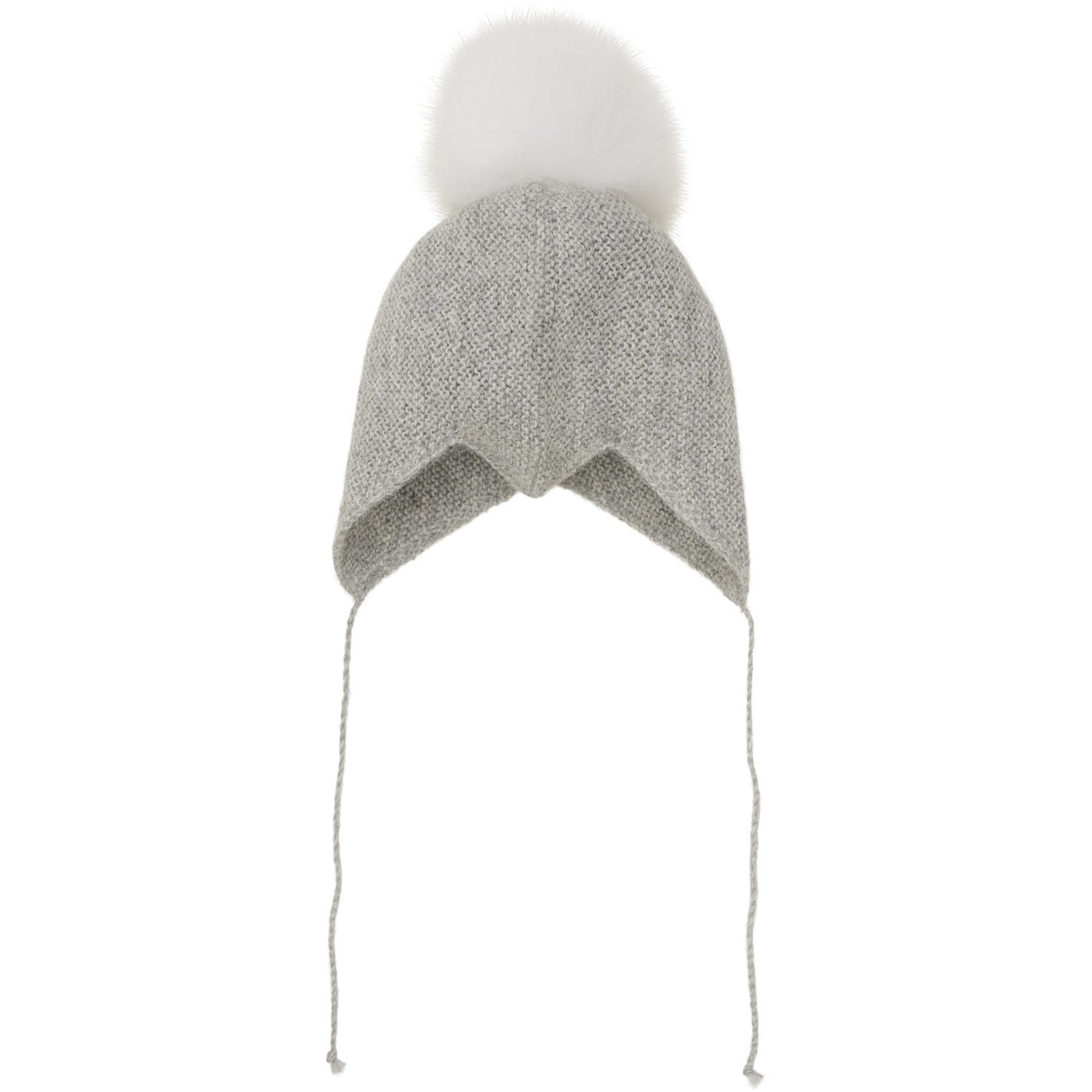 Huttelihut Medium Grey Melange Bonnet Ull Strikk Alpaca Pompom