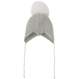 Huttelihut Medium Grey Melange Bonnet Ull Strikk Alpaca Pompom