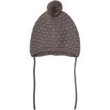 Huttelihut Brown Melange Bonnet Ull Strikk Pompom