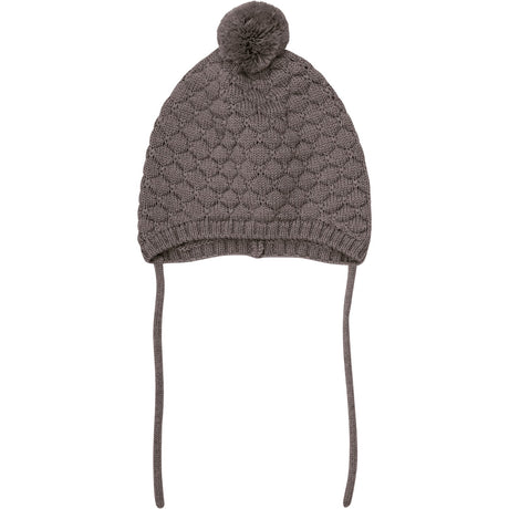 Huttelihut Brown Melange Bonnet Ull Strikk Pompom