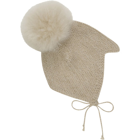 Huttelihut Camel Melange Bonnet Ull Strikk Alpaca Pompom