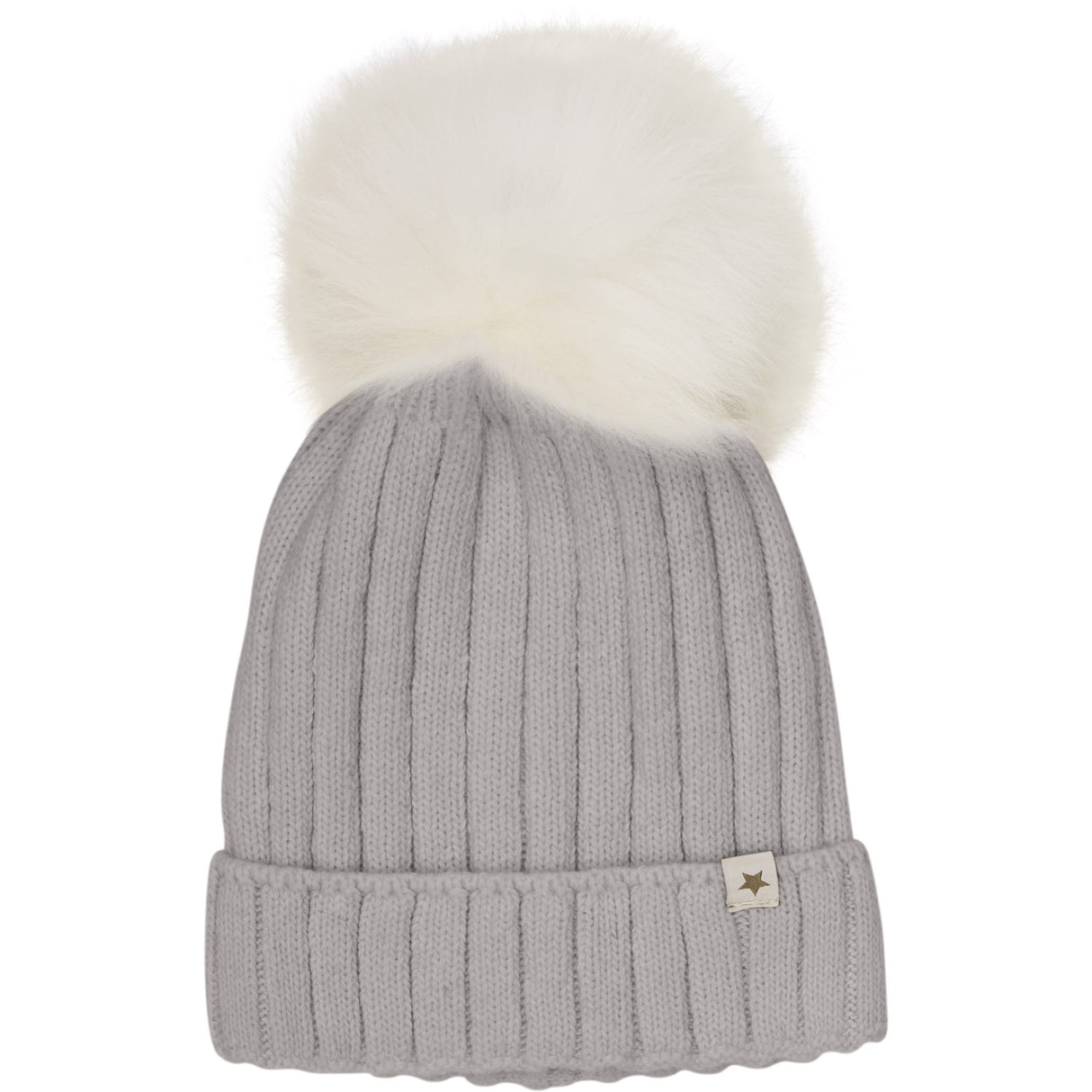Huttelihut Medium Grey Melange Lue Strikk Alpaca Pompom