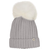 Huttelihut Medium Grey Melange Lue Strikk Alpaca Pompom