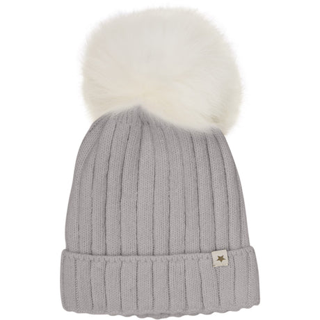 Huttelihut Medium Grey Melange Lue Strikk Alpaca Pompom