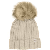 Huttelihut Sand Melange Lue Strikk Alpaca Pompom