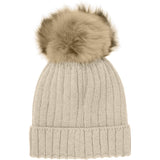 Huttelihut Sand Melange Lue Strikk Alpaca Pompom