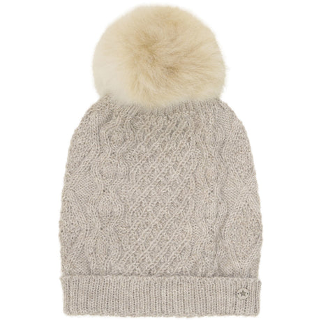 Huttelihut Camel Melange Lue Ull Strikk Alpaca Pompom