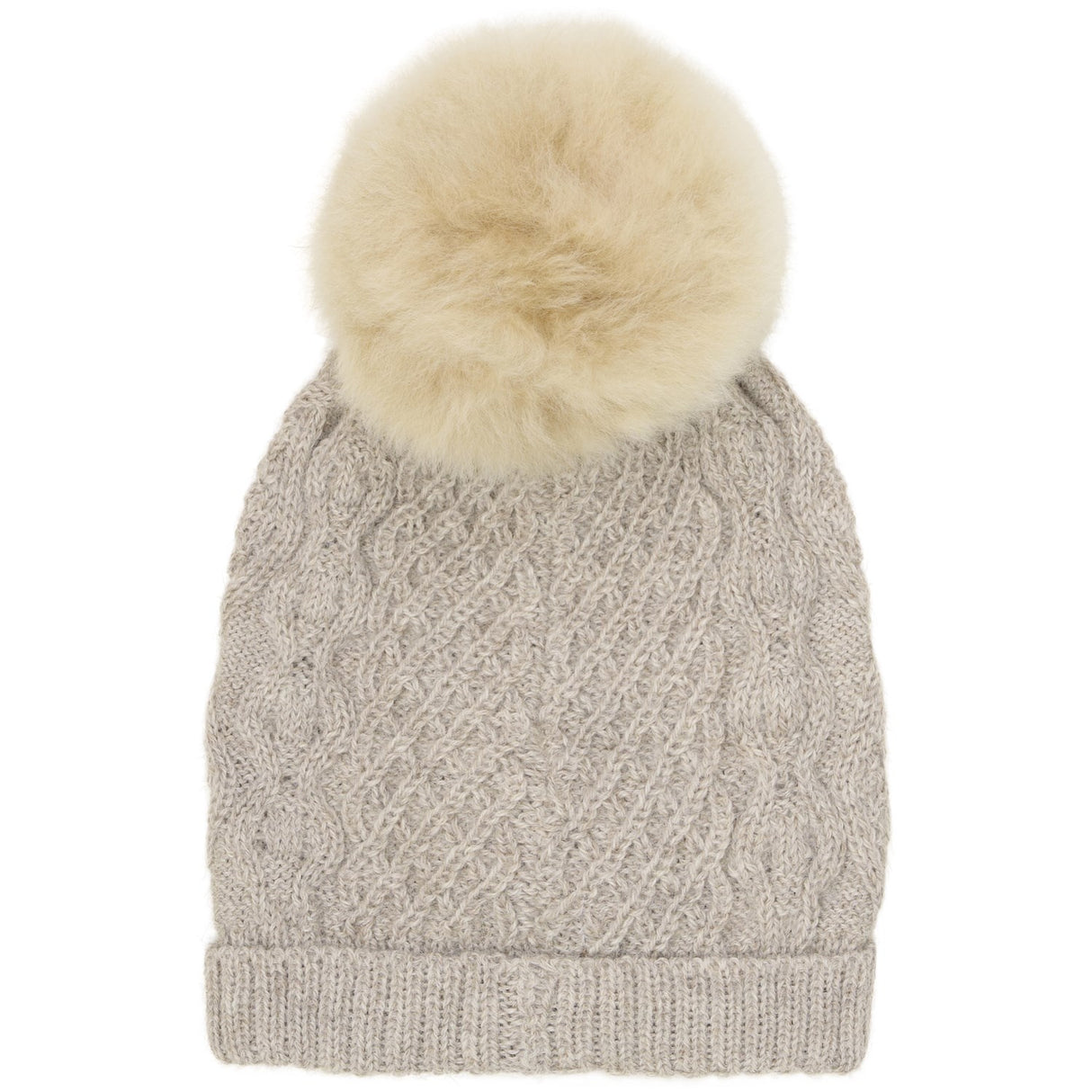 Huttelihut Camel Melange Lue Ull Strikk Alpaca Pompom