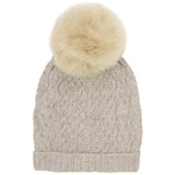 Huttelihut Camel Melange Lue Ull Strikk Alpaca Pompom