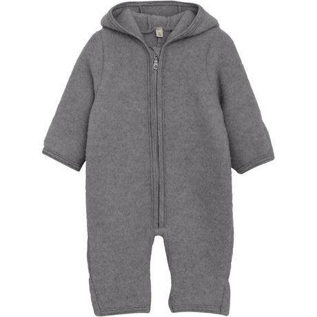 Huttelihut Medium Grey Melange Pram Drakt Ears Ull Fleece