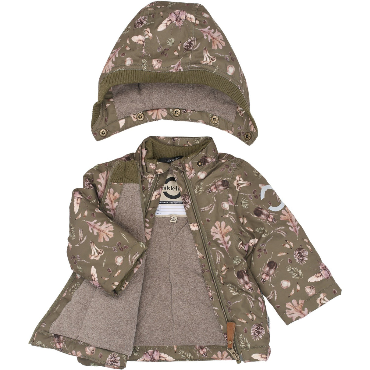 Mikk-Line Burnt Olive Polyester Baby Jakke AOP