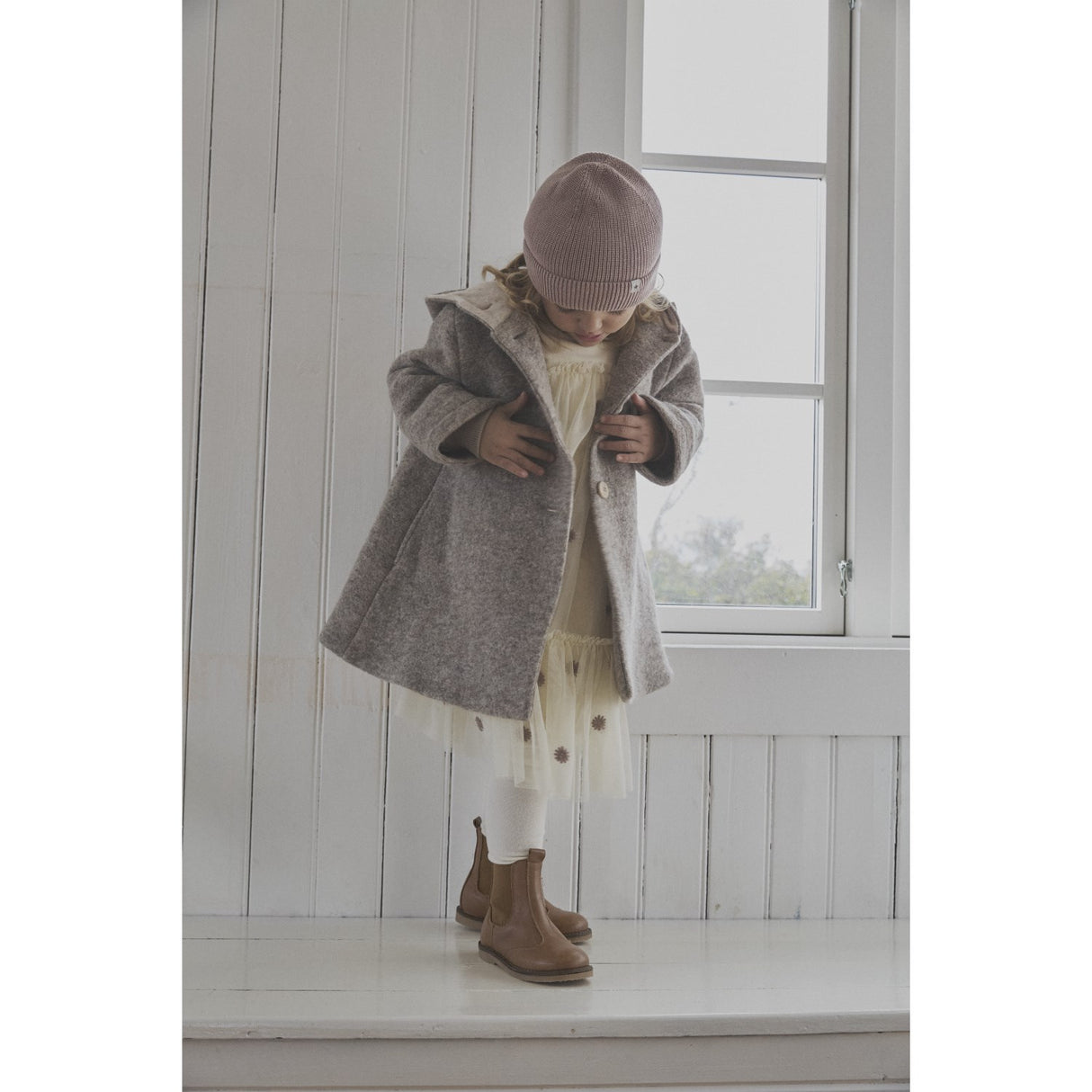 Huttelihut Camel Melange Frakk Hette Ull W. Lining