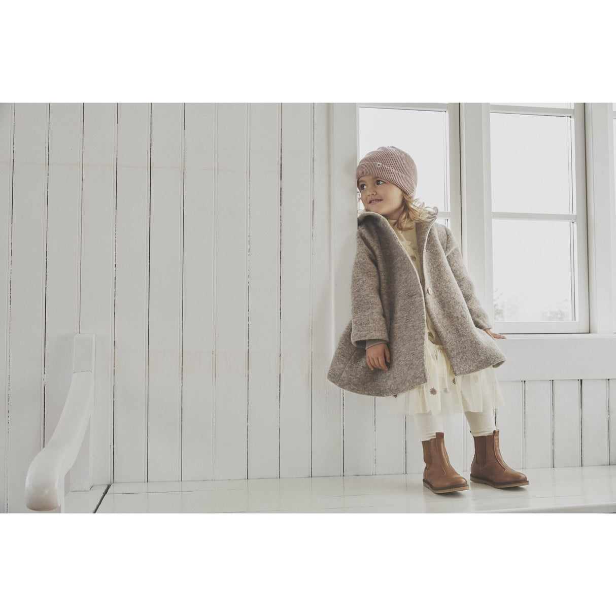 Huttelihut Camel Melange Frakk Hette Ull W. Lining