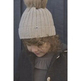 Huttelihut Sand Melange Lue Strikk Alpaca Pompom