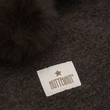 Huttelihut Dark Brown Melange Elefantlue Ull Alpaca Pompoms